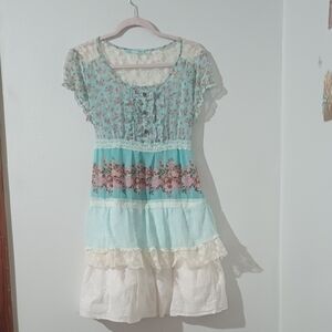 Maurices Floral Mini Dress - Blue and Cream